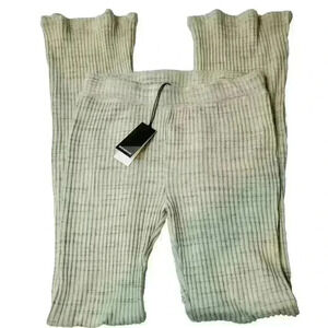 Monrow Pants Womens Small Green Marled Ribbed Flared Stretch Pull On Athleisure